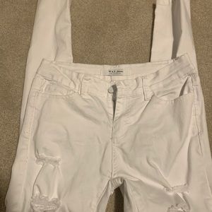 White WAX skinny ripped jeans